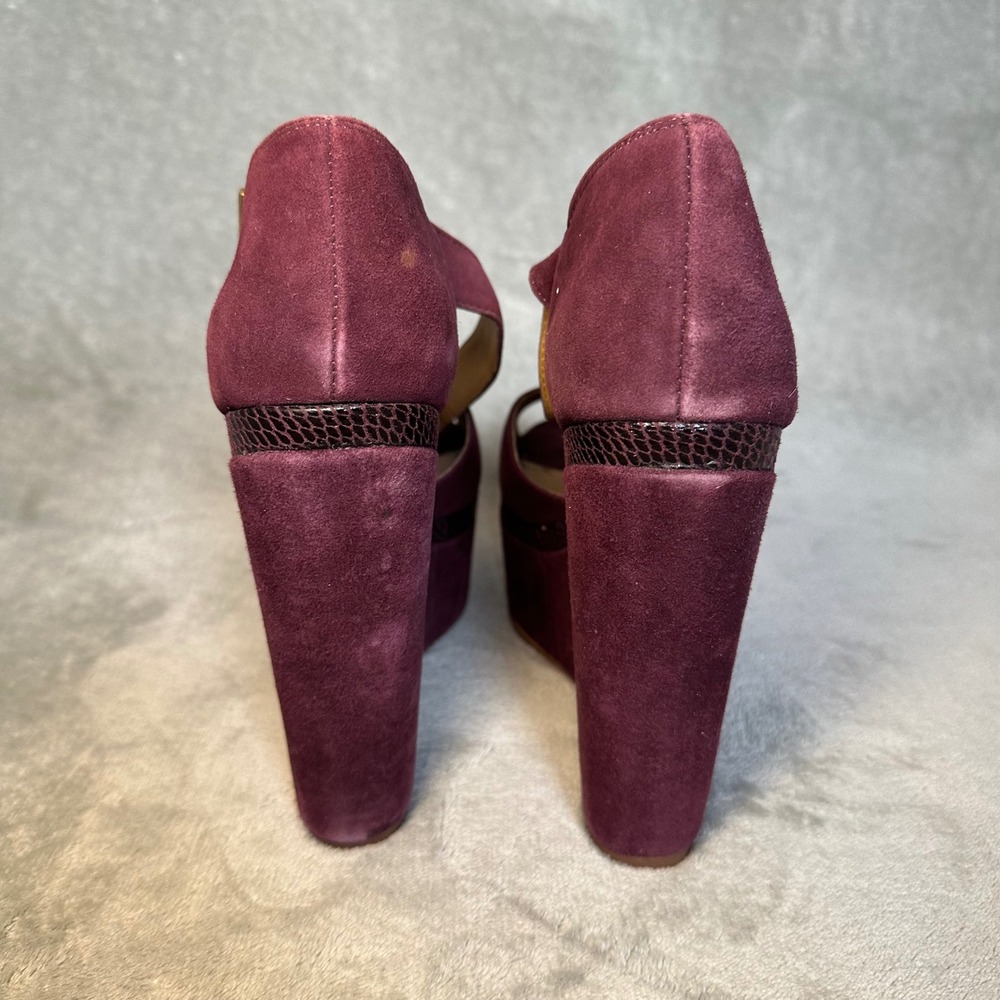 Y2K Steve Madden Lorii Burgundy Suede Platform Wedge Heels 8 Brat Indie Sleaze - Picture 6 of 12